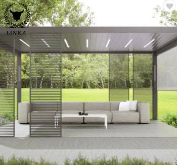 Алюминиевый современный автоматический внутренний дворик, открытый навес для машины, беседка, биоклиматический сад, пергола с жалюзи на крыше
