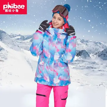 Дешевая Женская Лыжная одежда, комплекты для сноуборда, Водонепроницаемый Ветрозащитный Дышащий Зимний зимний костюм для девочек, лыжный костюм