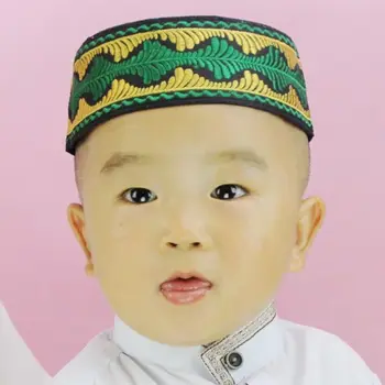 Исламская Мусульманская Детская Шляпа Мальчик Молится Круглая Шапочка с вышивкой Саудовская Арабская Молитвенная Шапочка