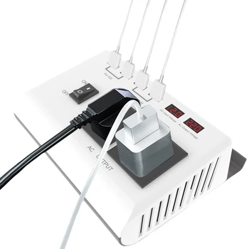 Модифицированный синусоидальный Инвертор 4 USB-Зарядного устройства с автоматической розеткой от 12 В постоянного тока до 220 В ПЕРЕМЕННОГО ТОКА 110 В 4000 Вт, Адаптер-трансформер с ЖК-дисплеем, быстрая зарядка