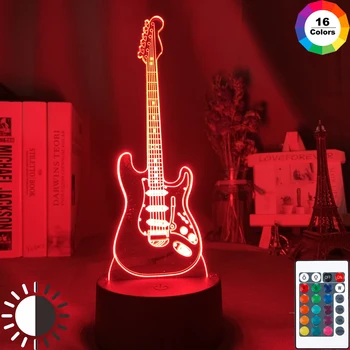 Музыкальный Инструмент Baby Night Light Led 7 Цветов, Меняющий Декор Спальни, Легкая Гитара, Подарок для Детей, Девочек, Настольный Usb 3d Светильник, Бас